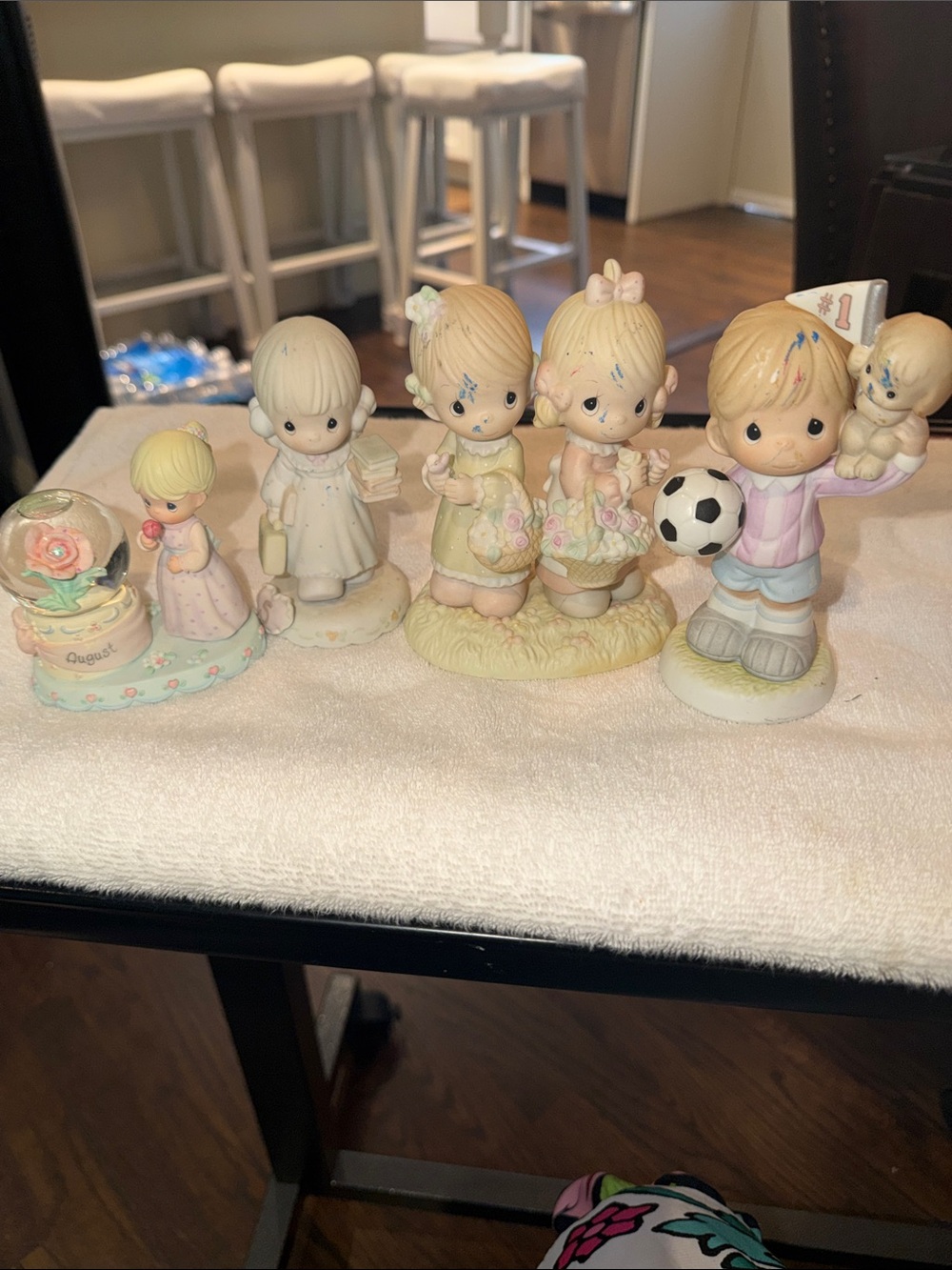 Precious Moments Porcelain Figurine Collection - Pastel Pink & Cream LOT OF “4”
